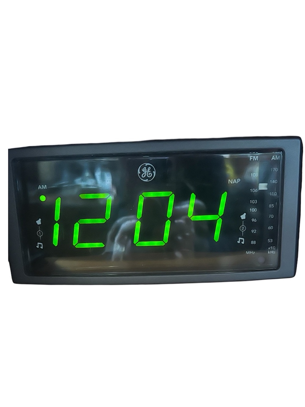 Vintage Gray AM/FM GE Alarm Clock Radio -Model 7-4853A-Dual Alarm Snooze
